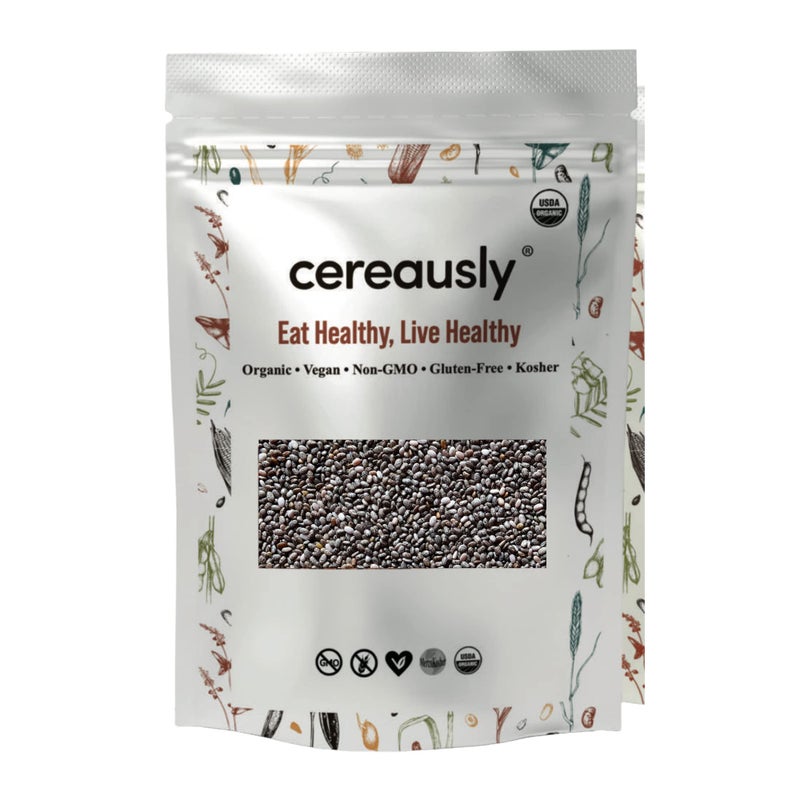 Cereausly Organic Black Chia Seeds in Bulk | 4 Lb | Non-GMO | Kosher | Gluten-Free | Vegan - Image 1